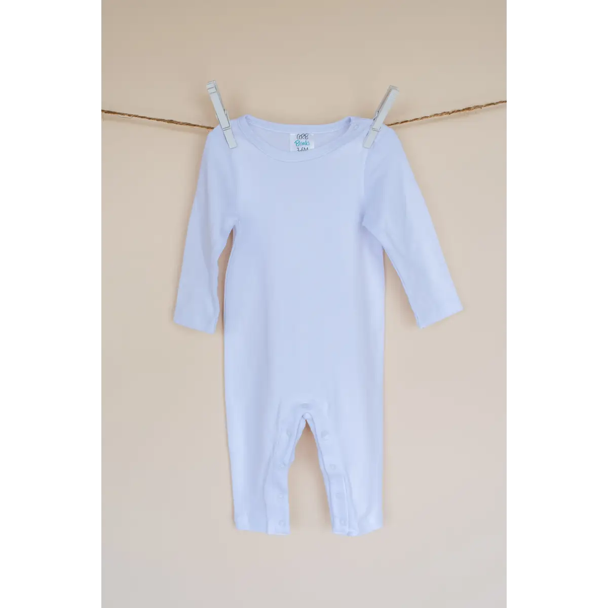 Unisex Long Sleeve Rompers - White / 0-3 Month - ARB Blanks