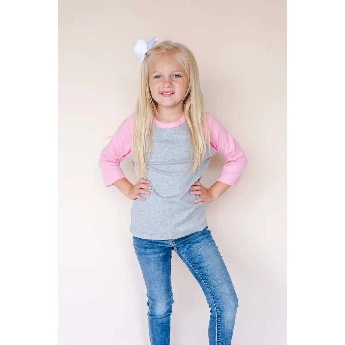 Unisex Raglan Shirt with Grey Body (12M-Toddler) - Bubble Gum Pink / 12M - ARB Blanks