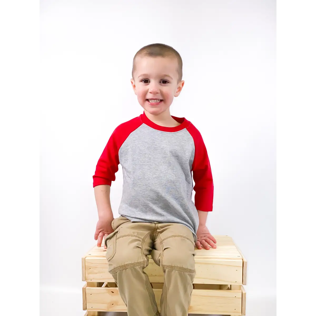 Unisex Raglan Shirt with Grey Body (12M-Toddler) - Red / 12M - ARB Blanks
