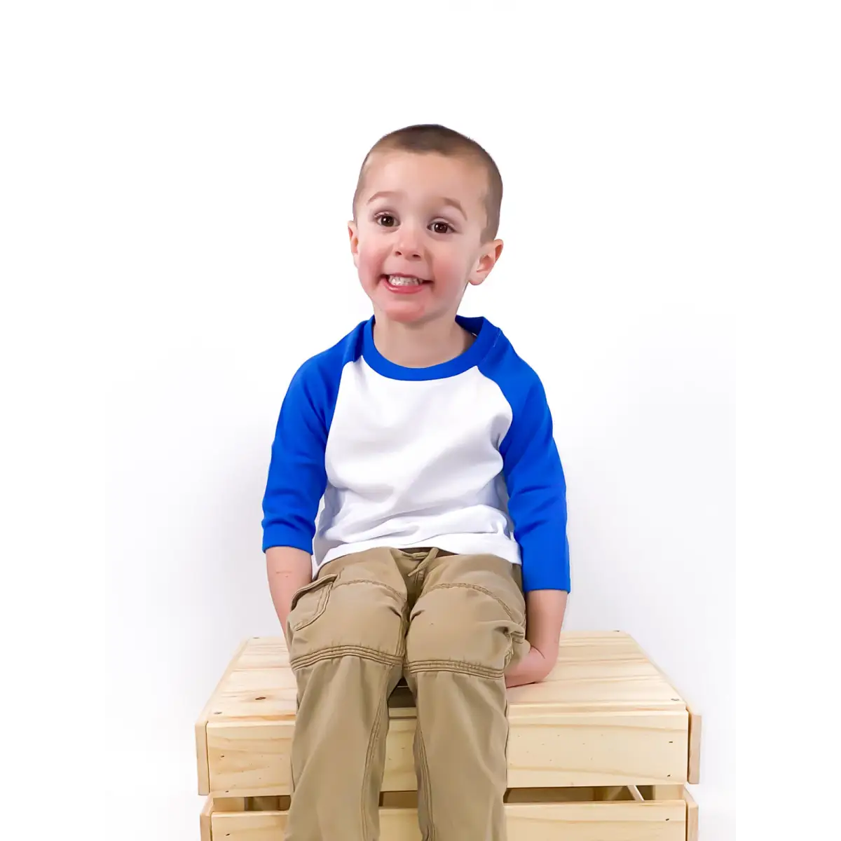 Unisex Raglan Shirt with White Body (12M-Toddler) - Blue / 12M - ARB Blanks