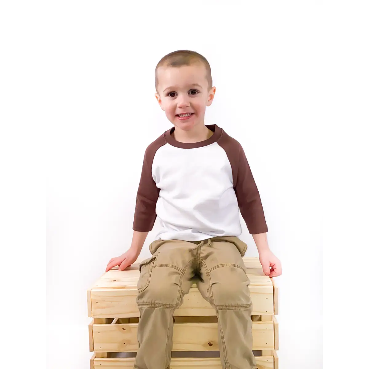 Unisex Raglan Shirt with White Body (12M-Toddler) - Brown / 12M - ARB Blanks