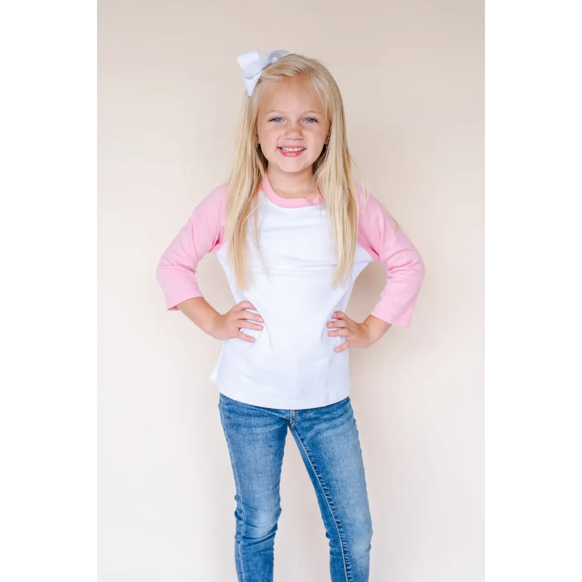 Unisex Raglan Shirt with White Body (12M-Toddler) - Bubble Gum Pink / 12M - ARB Blanks