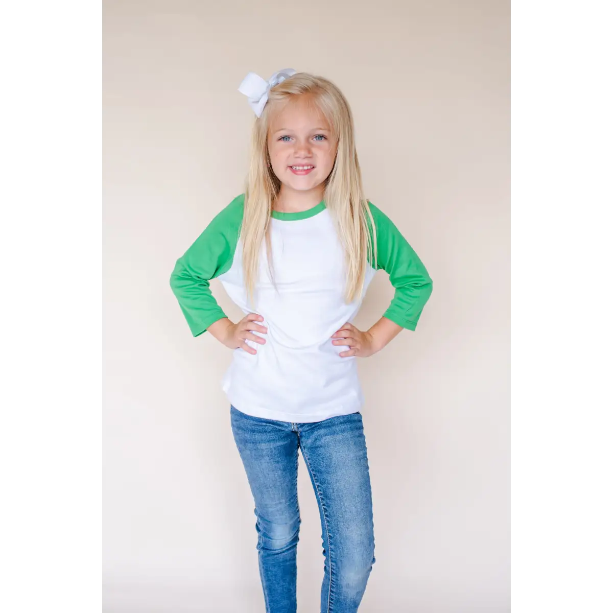 Unisex Raglan Shirt with White Body (12M-Toddler) - Green / 12M - ARB Blanks