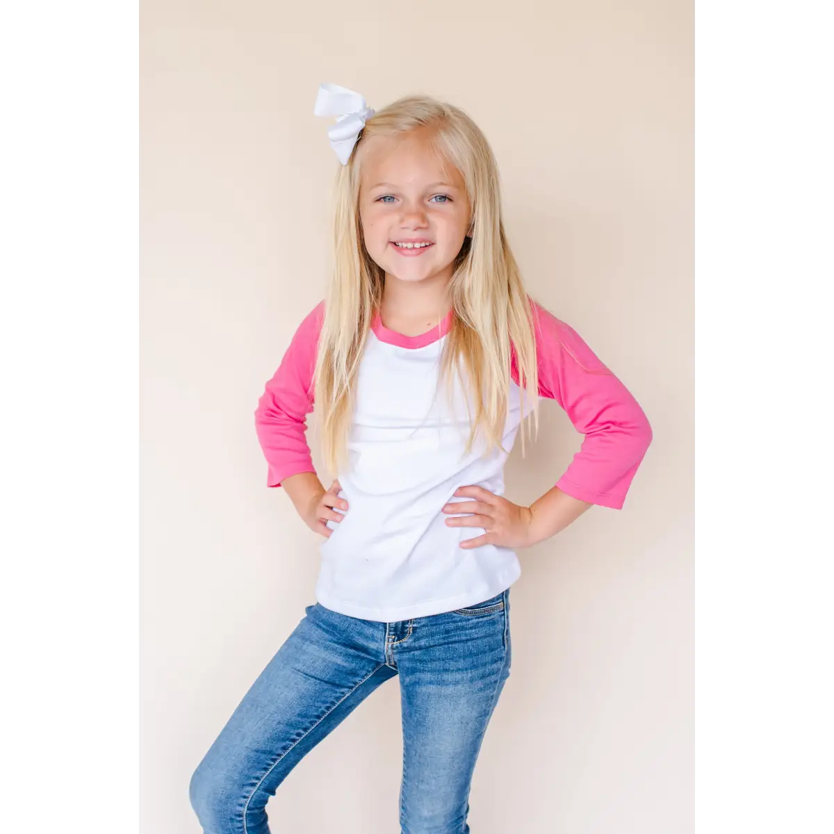 Unisex Raglan Shirt with White Body (12M-Toddler) - Hot Pink / 12M - ARB Blanks