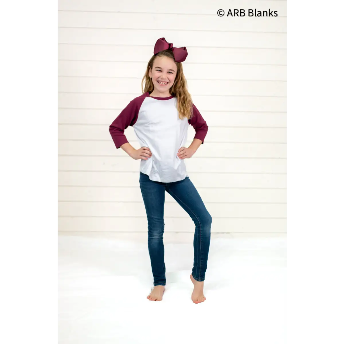 Unisex Raglan Shirt with White Body (12M-Toddler) - Maroon / 12M - ARB Blanks
