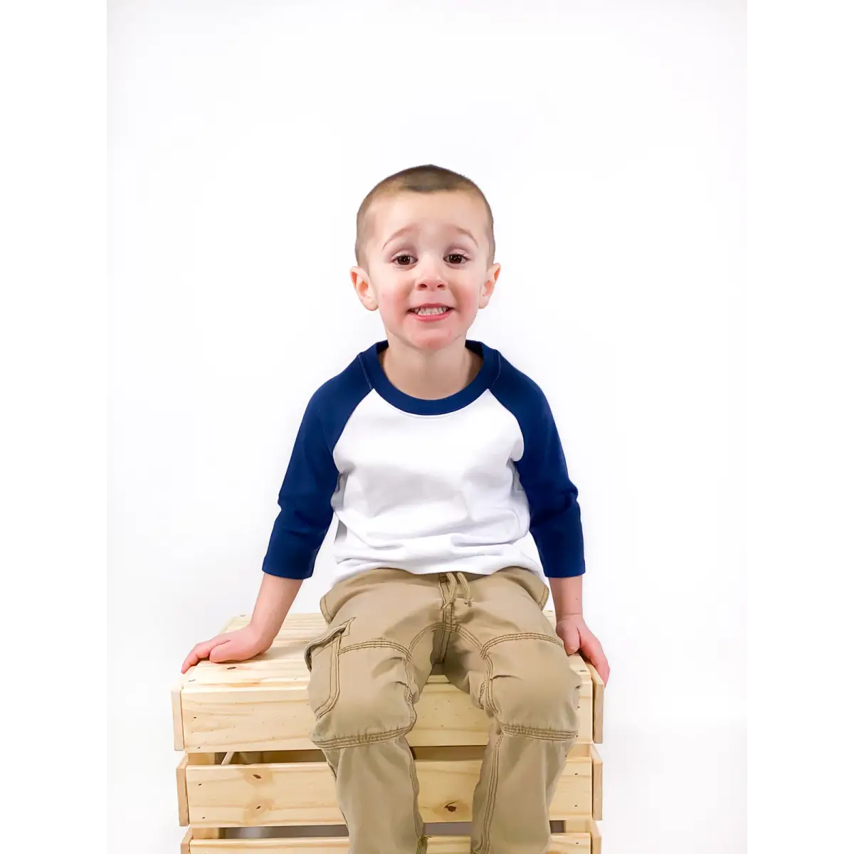 Unisex Raglan Shirt with White Body (12M-Toddler) - Navy / 12M - ARB Blanks