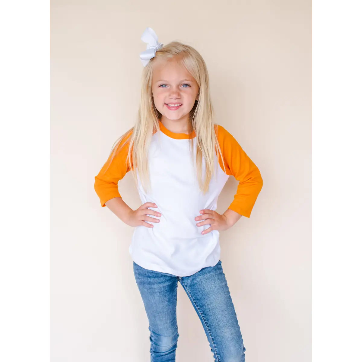 Unisex Raglan Shirt with White Body (12M-Toddler) - Orange / 5T - ARB Blanks