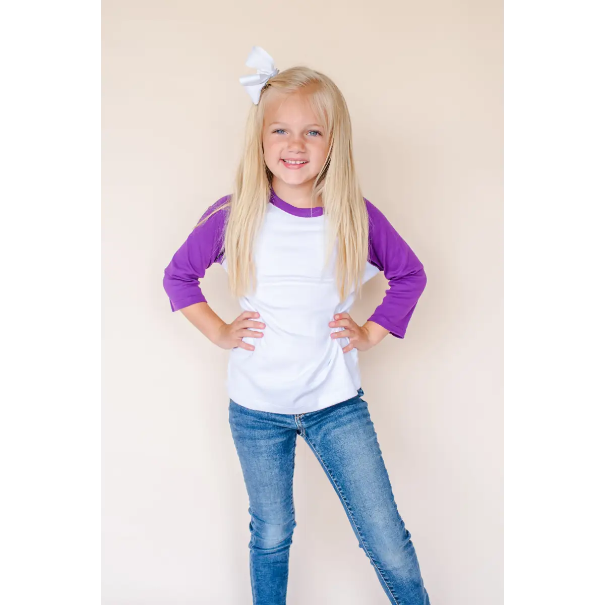 Unisex Raglan Shirt with White Body (12M-Toddler) - Purple / 2T - ARB Blanks