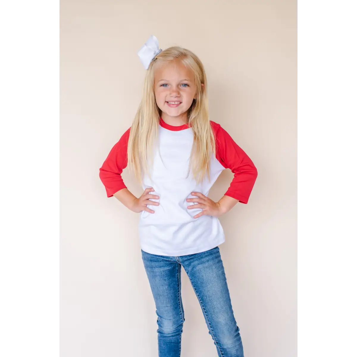 Unisex Raglan Shirt with White Body (12M-Toddler) - Red / 5T - ARB Blanks