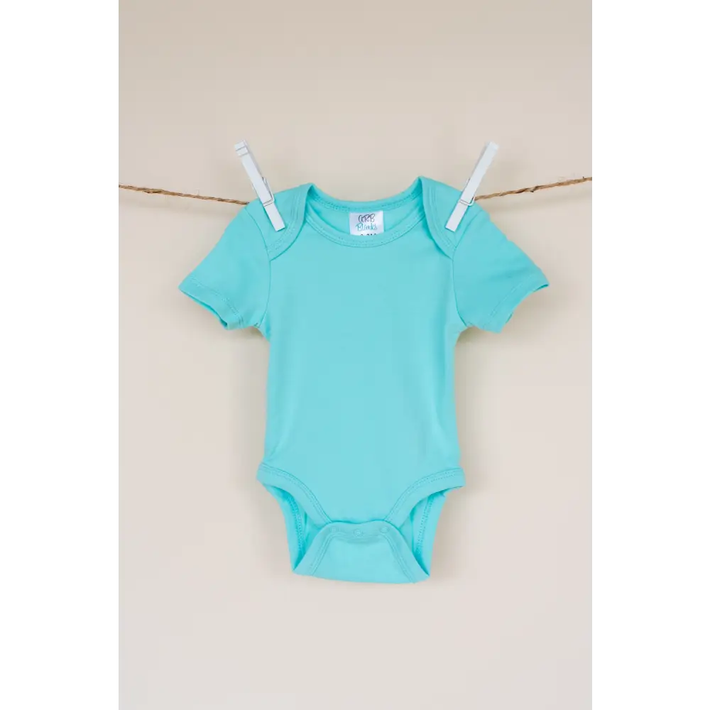 Unisex Short Sleeve Lap Shoulder Bodysuit - Aruba Blue / Newborn - ARB Blanks