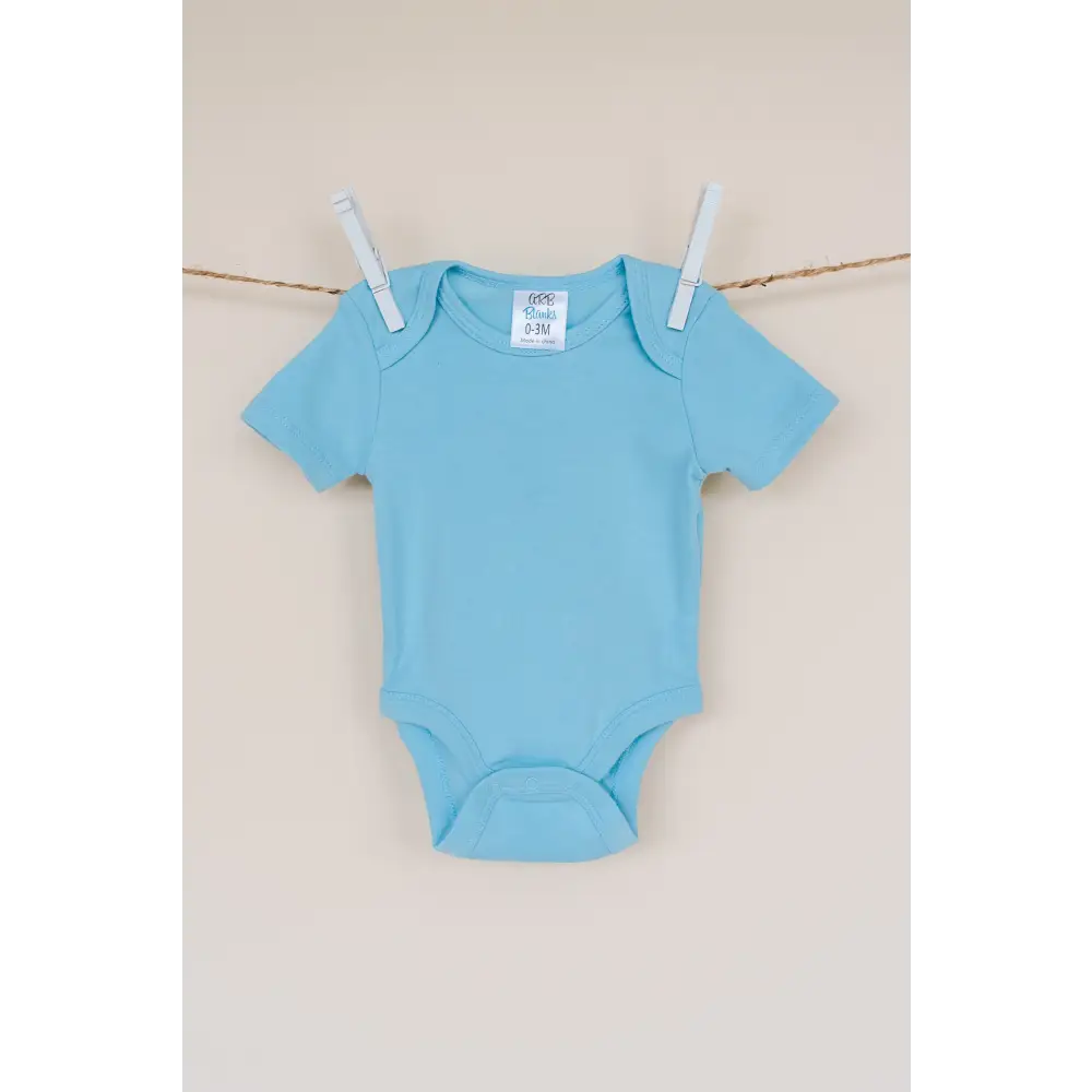 Unisex Short Sleeve Lap Shoulder Bodysuit - Baby Blue / 0-3 Month - ARB Blanks