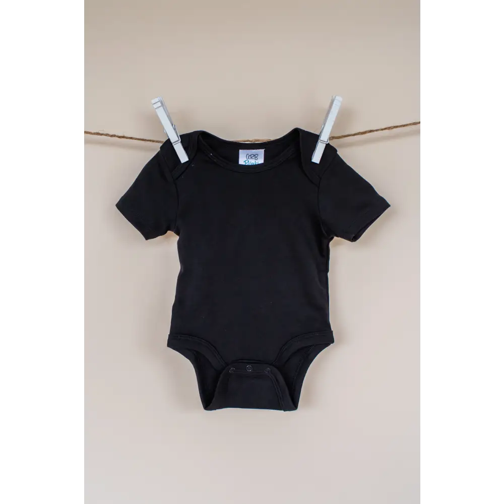 Unisex Short Sleeve Lap Shoulder Bodysuit - Black / 0-3 Month - ARB Blanks