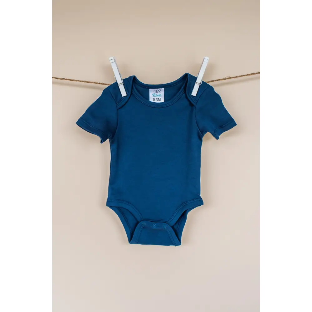 Unisex Short Sleeve Lap Shoulder Bodysuit - Navy / 0-3 Month - ARB Blanks