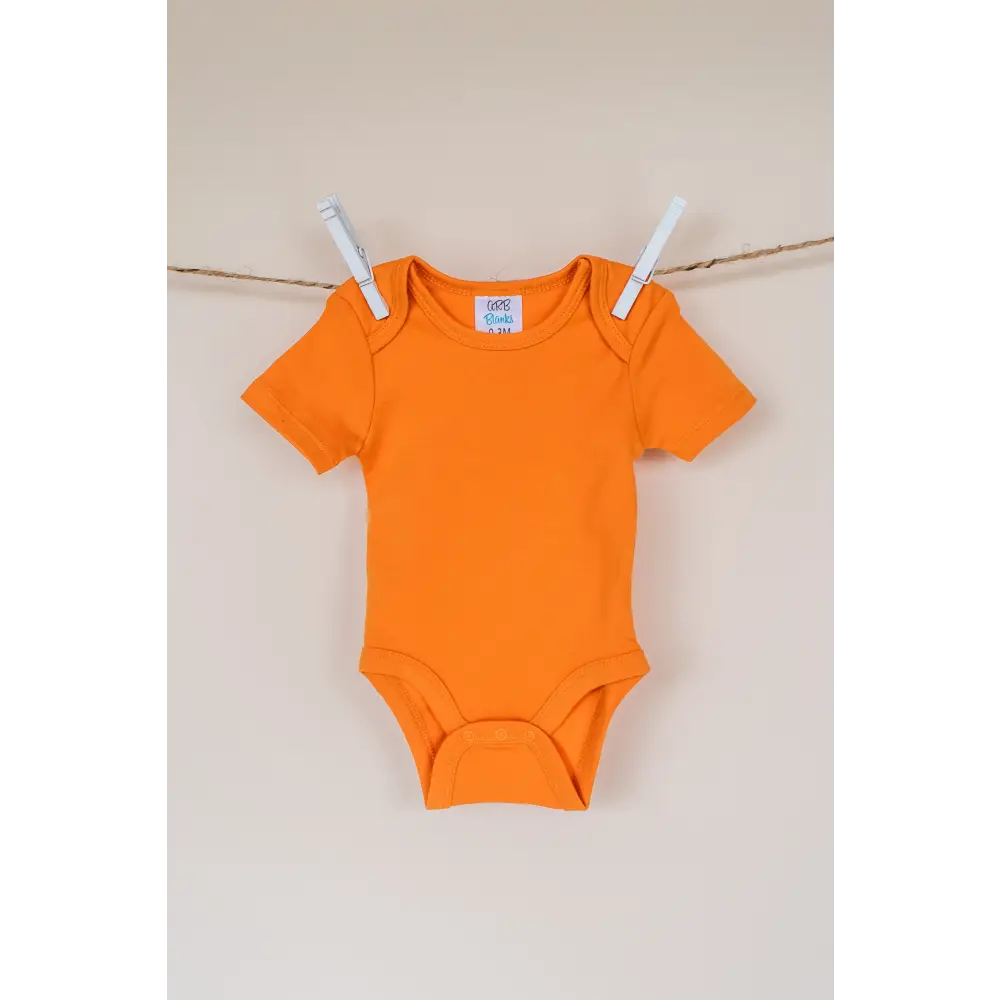 Unisex Short Sleeve Lap Shoulder Bodysuit - Orange / 0-3 Month - ARB Blanks