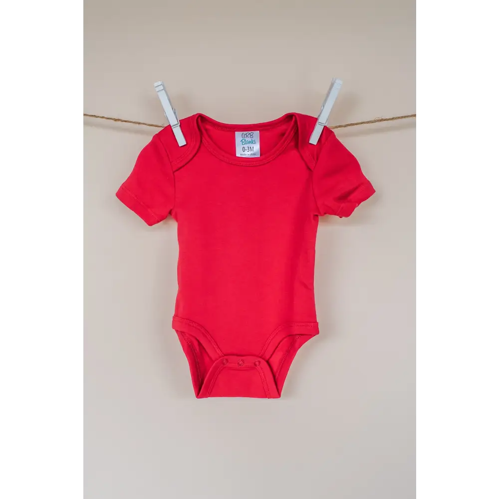 Unisex Short Sleeve Lap Shoulder Bodysuit - Red / 0-3 Month - ARB Blanks
