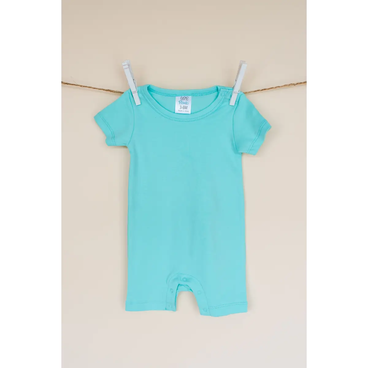 Unisex Short Sleeve Rompers - Aruba Blue / 3-6 Month - ARB Blanks