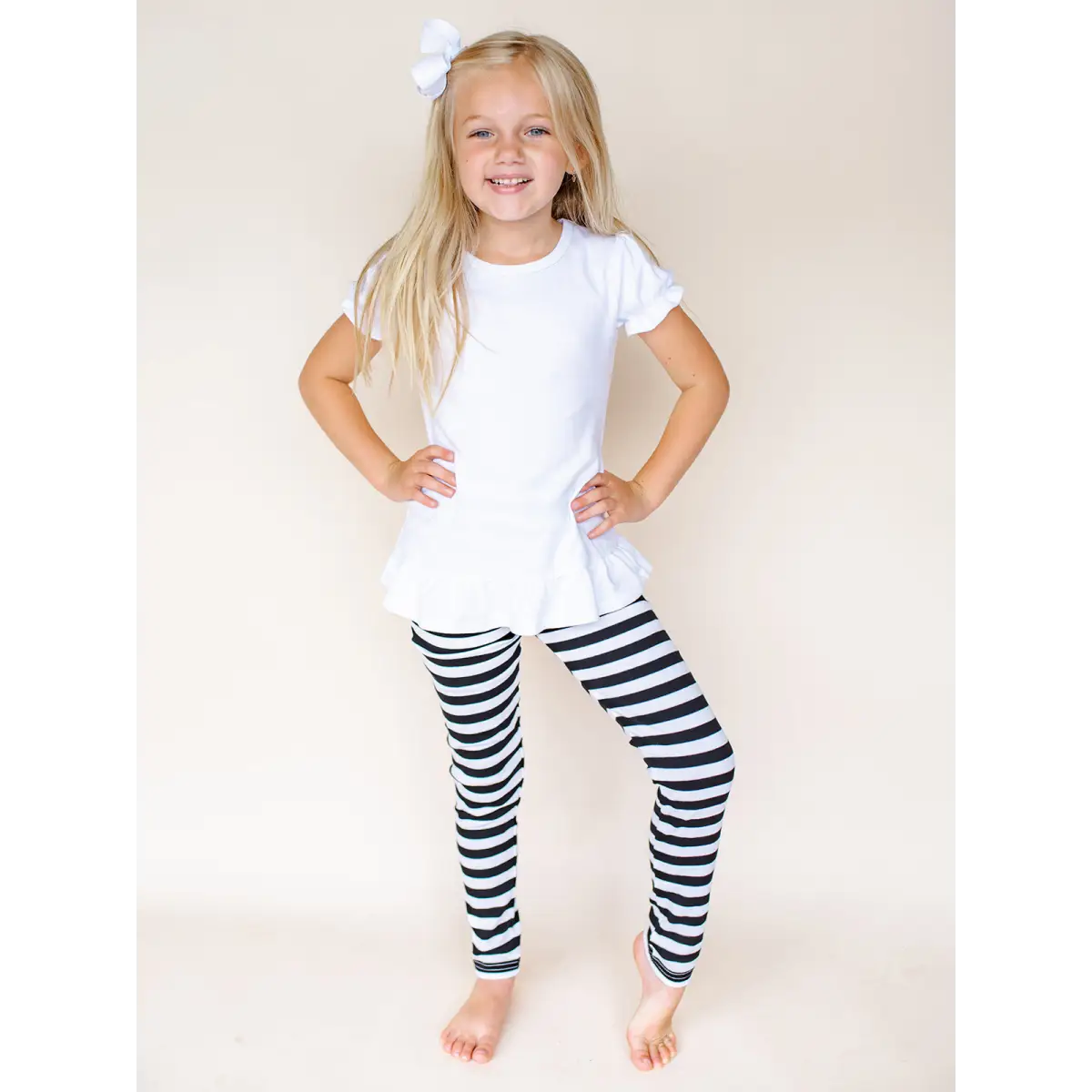 Unisex Striped Leggings - Black & White / 12M - ARB Blanks