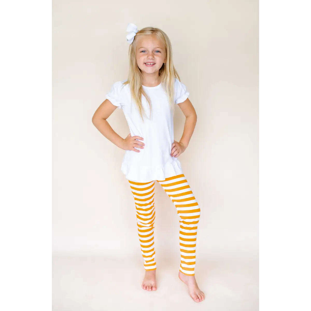 Unisex Striped Leggings - Orange & White / 12M - ARB Blanks
