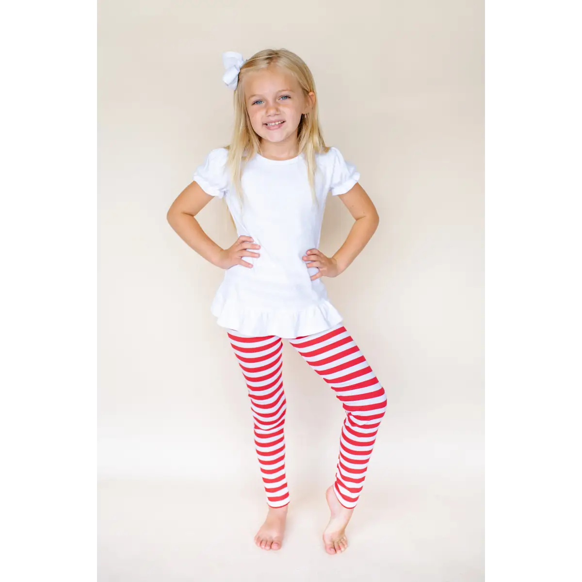 Unisex Striped Leggings - Red & White / 12M - ARB Blanks