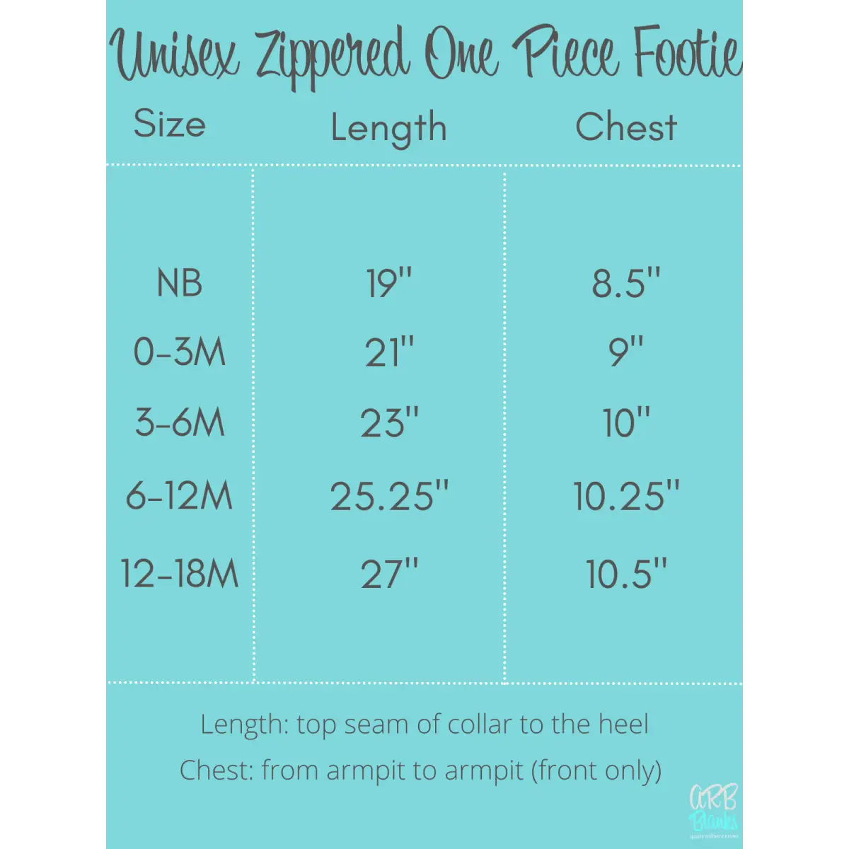 Unisex Zippered One Piece Footie - ARB Blanks