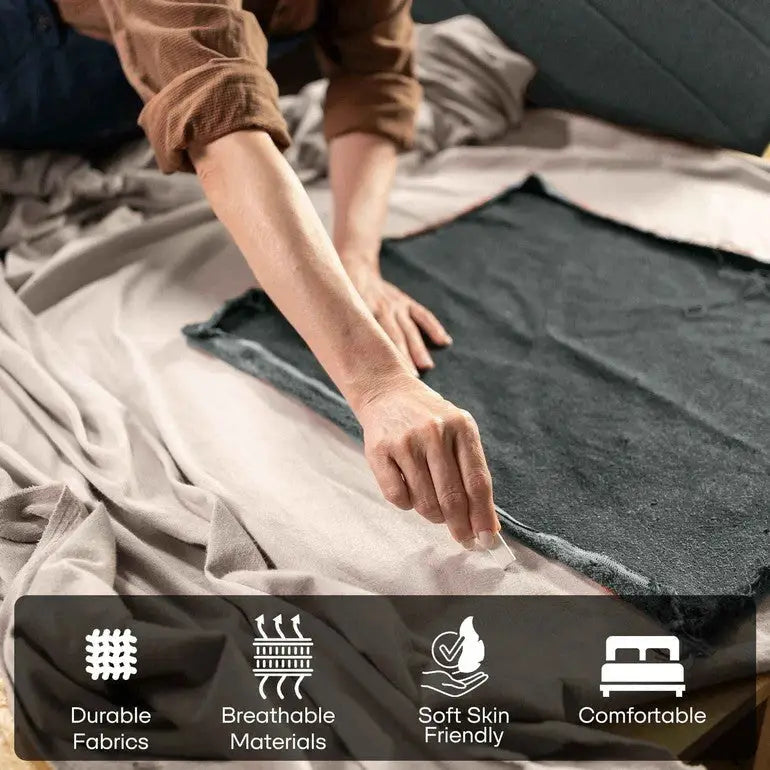 Upholstered Solid Wood Bed Frame - Acacia Astoria - Elegant Bedroom - Megsu