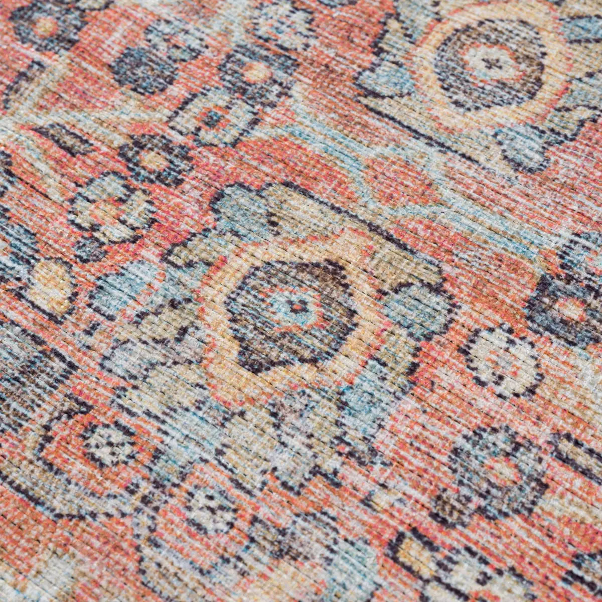 Urpi Rose & Blue Washable Area Rug - 5’3’’ x 7’3’’ Rectangle - Boutique Rugs