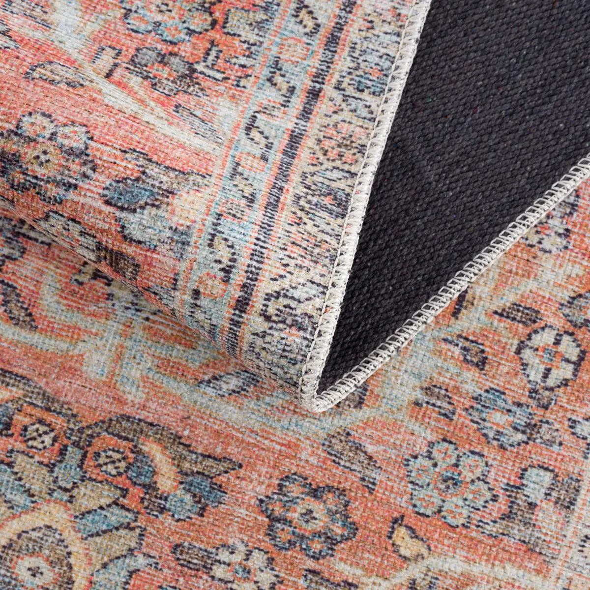 Urpi Rose & Blue Washable Area Rug - Boutique Rugs