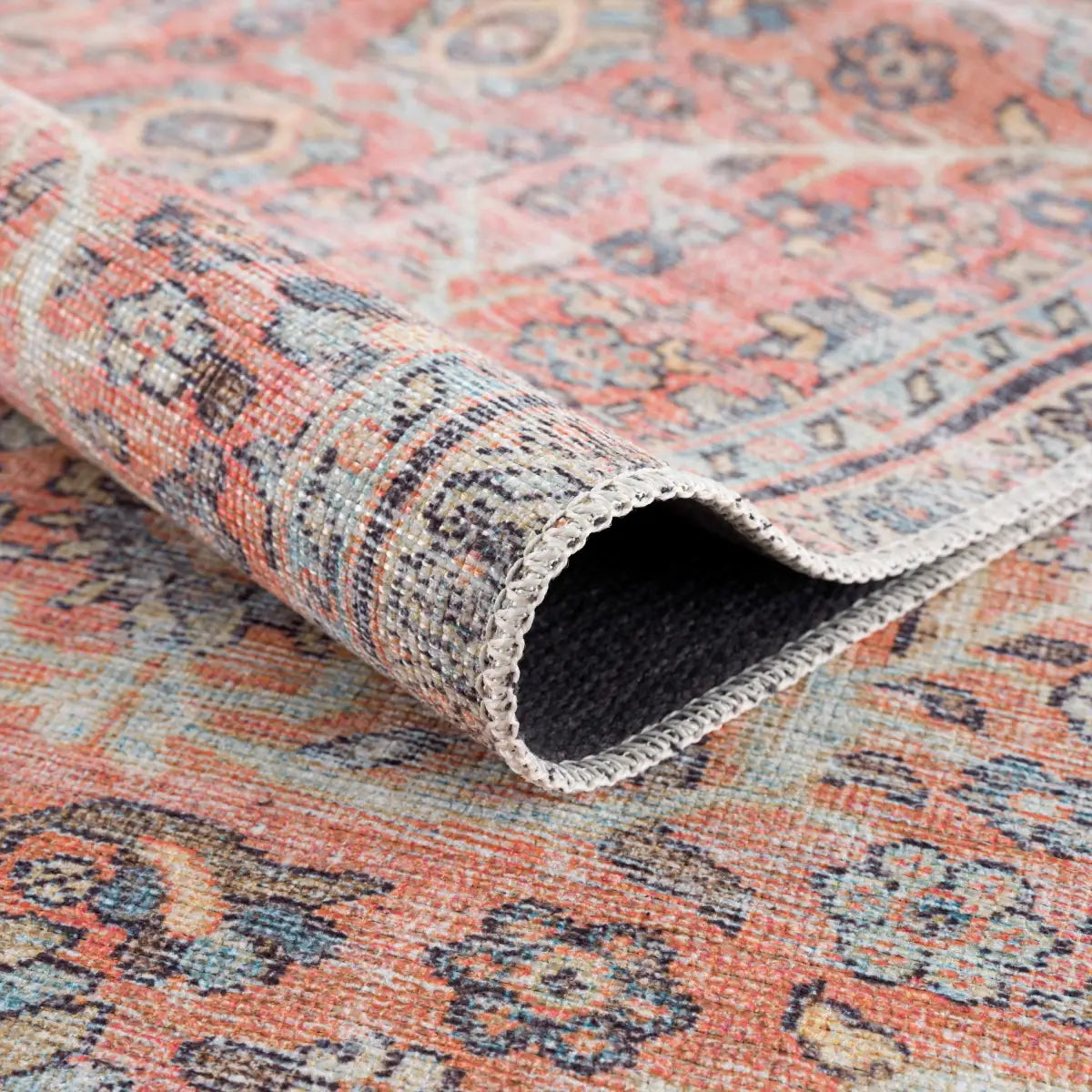 Urpi Rose & Blue Washable Area Rug - Boutique Rugs