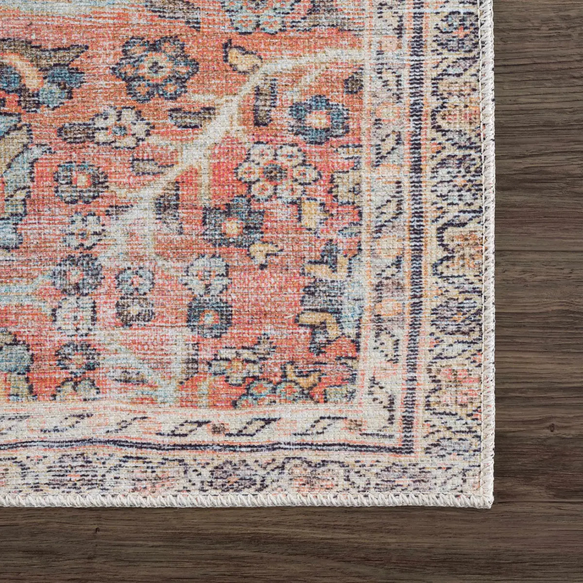 Urpi Rose & Blue Washable Area Rug - Boutique Rugs