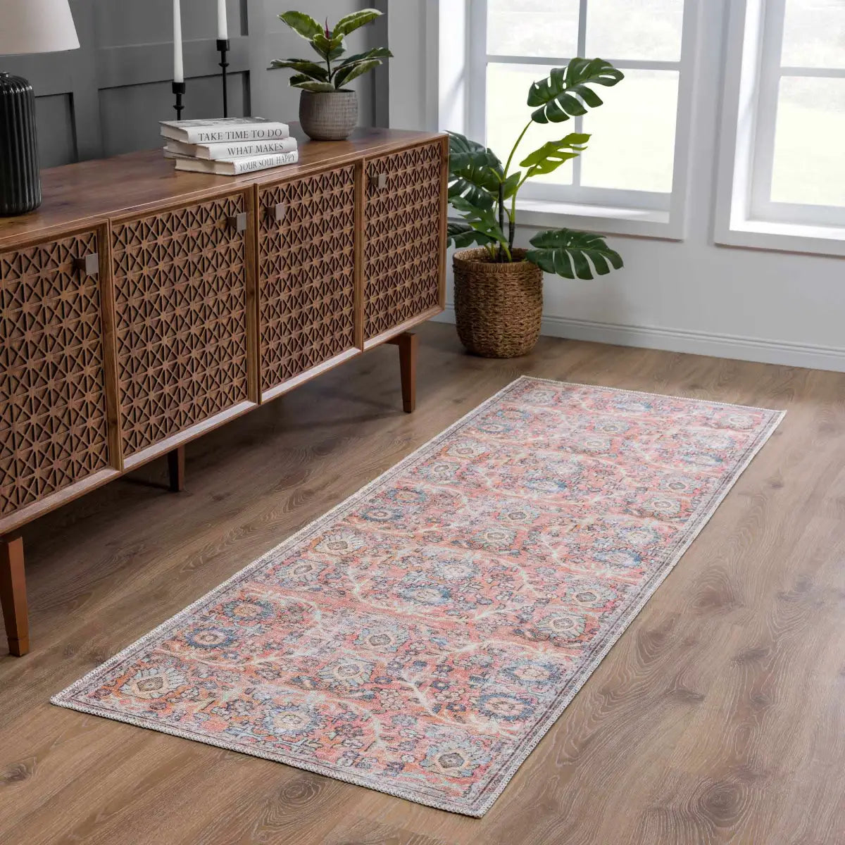 Urpi Rose & Blue Washable Area Rug - Boutique Rugs