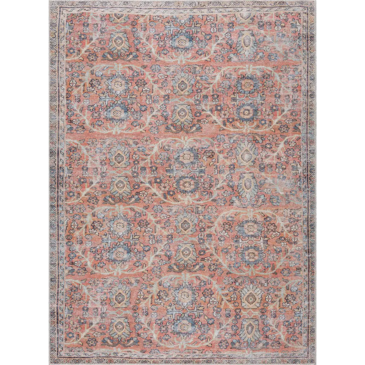 Urpi Rose & Blue Washable Area Rug - Boutique Rugs