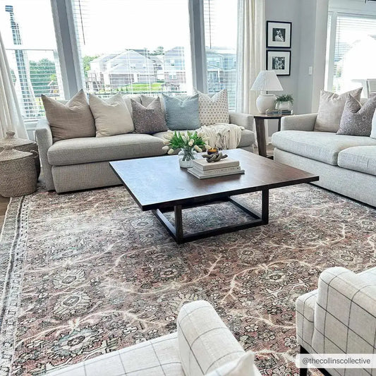 Urpi Rose & Brown Washable Area Rug - 9’2’’ x 12’ Rectangle - Boutique Rugs