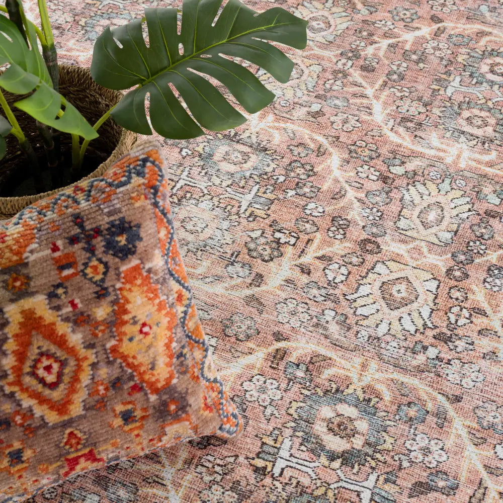 Urpi Rose & Brown Washable Area Rug - Clearance - Boutique Rugs