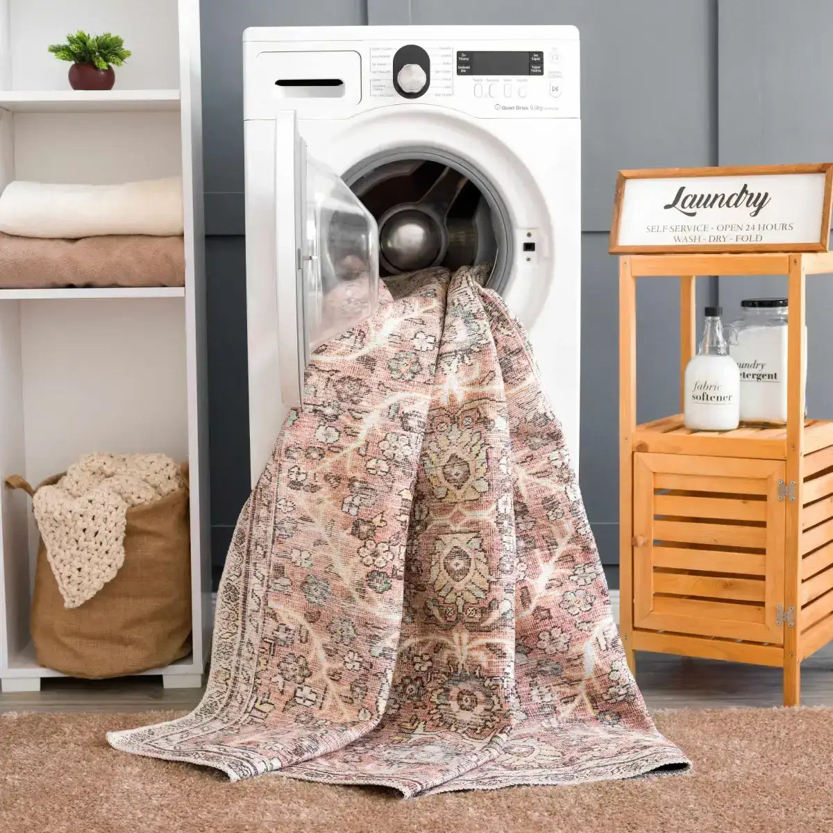 Urpi Rose & Brown Washable Area Rug - Boutique Rugs