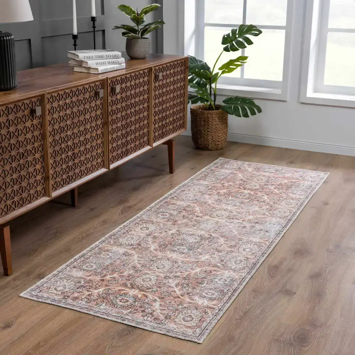 Urpi Rose & Brown Washable Area Rug - Boutique Rugs
