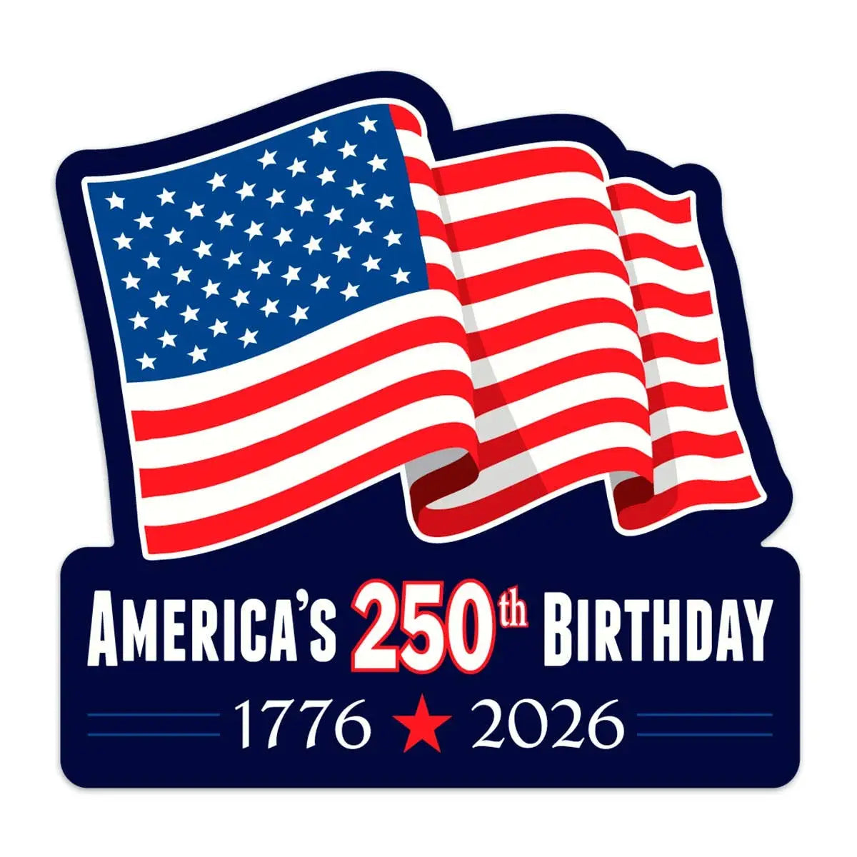 America 250 Flag Vinyl Sticker - Patriotic - RetroPlanet