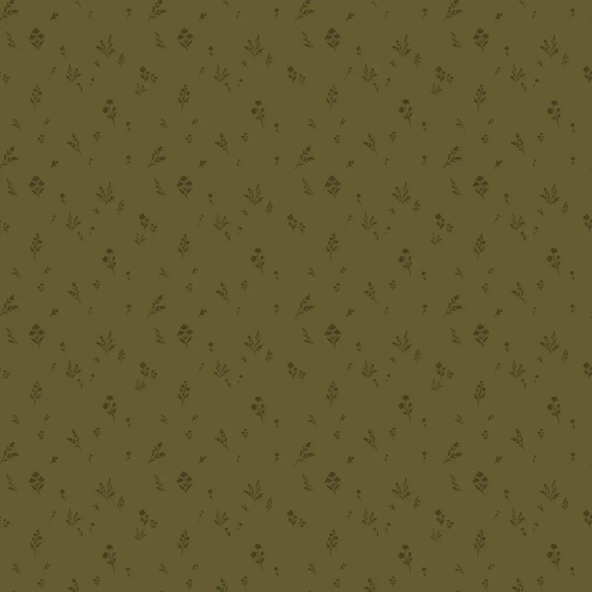 Vaila Wallpaper - Floral Sprigs - by The Feral Flower - Sample 1 foot by 1 foot / Olive - Loomwell Home Goods