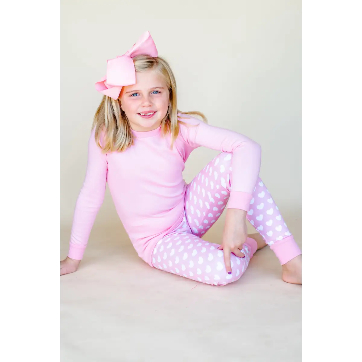 Valentine’s Heart Kids Pajamas - Blossom Pink & White Heart / 6M - ARB Blanks