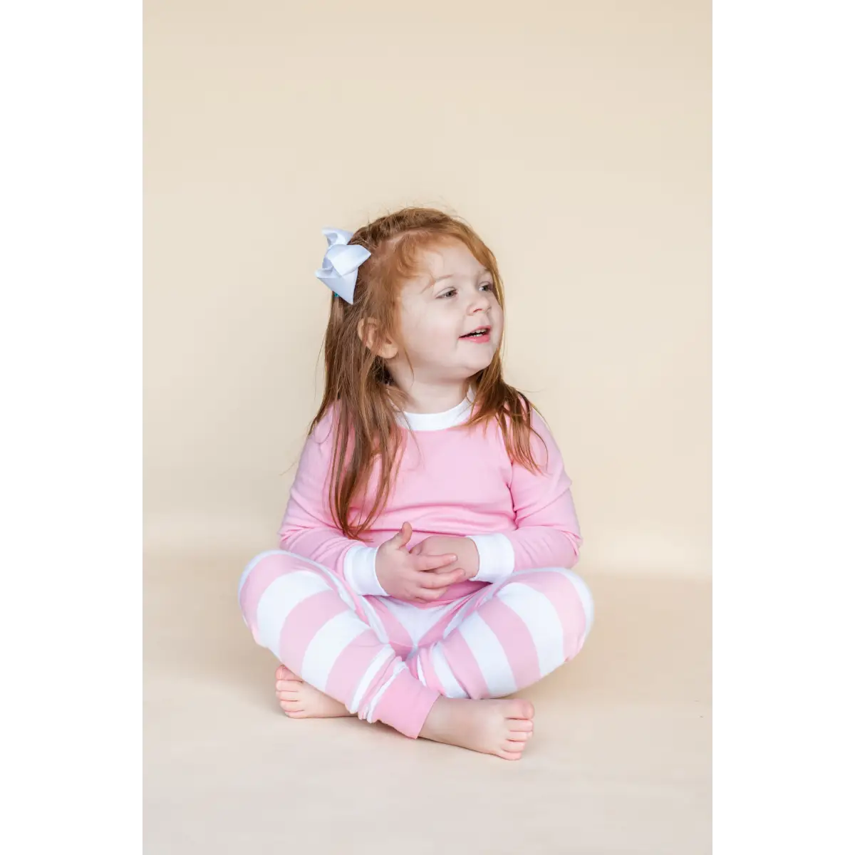 Valentine’s Striped Kids Pajamas - Bubble Gum Pink & White Large Stripe / 6M - ARB Blanks
