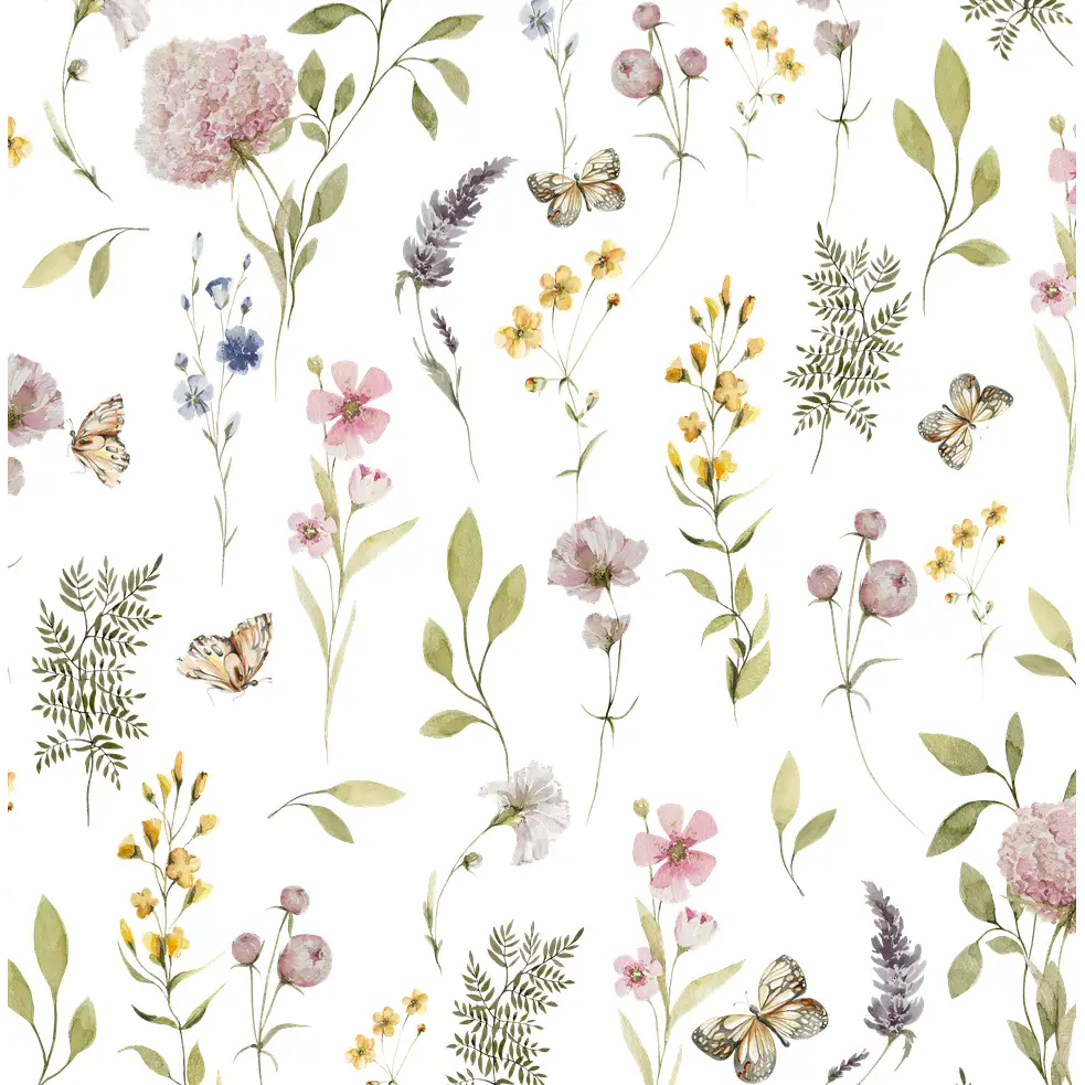 Valerie Wallpaper - Meadow Flower Stems - Sample 1 foot by 1 foot - Loomwell Home Goods