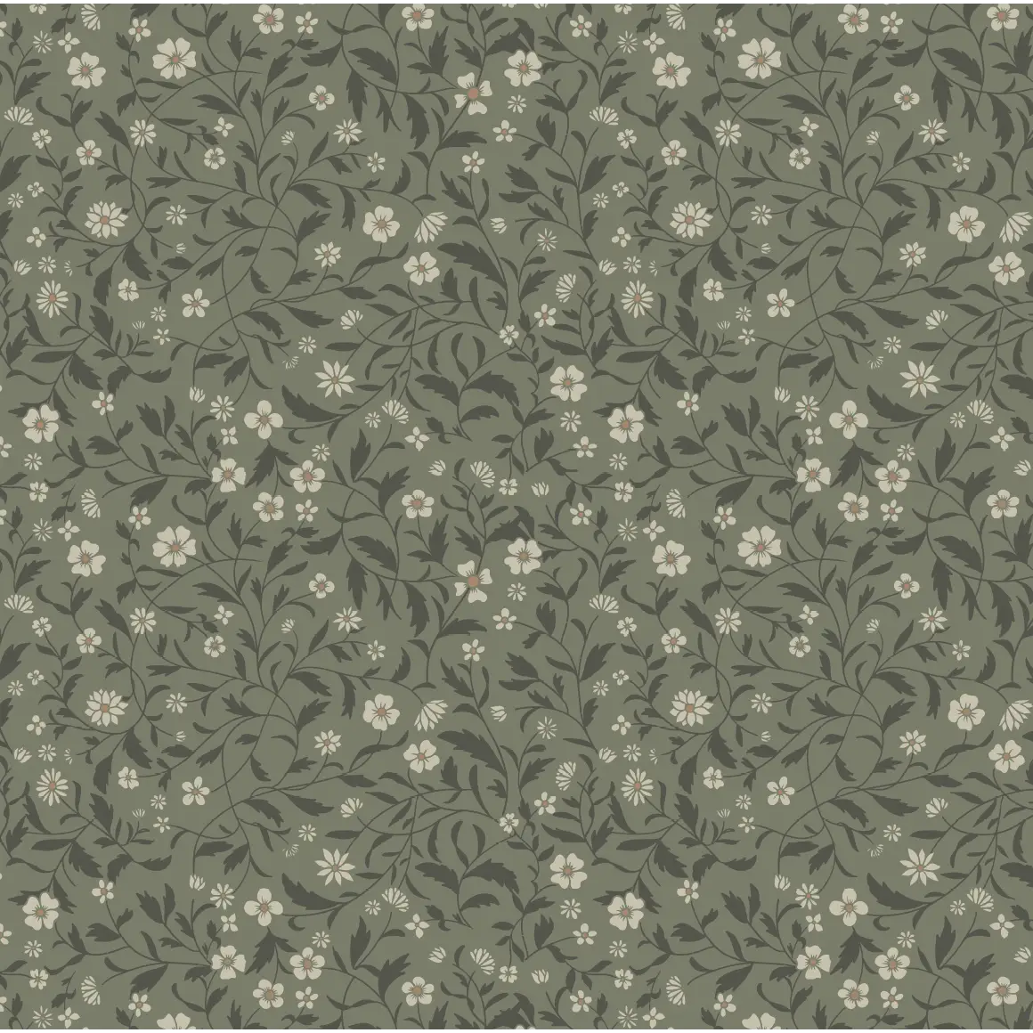 Vallie Wallpaper - Flowers - by Danelys Sidron - Sample 1 foot by 1 foot / Green - Loomwell Home Goods