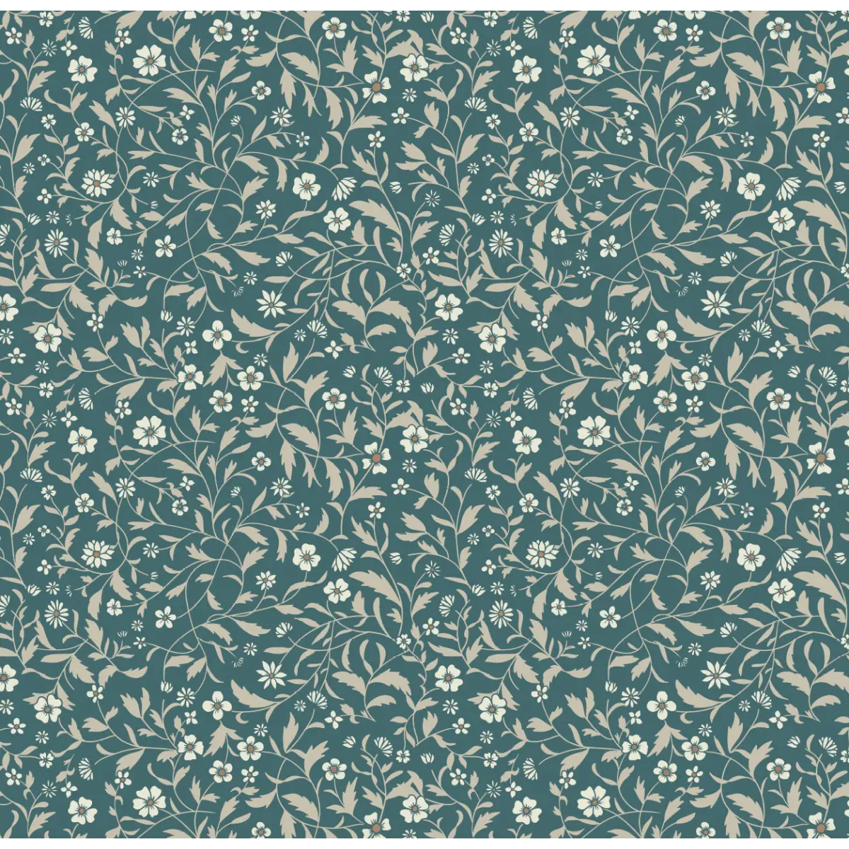 Vallie Wallpaper - Flowers - by Danelys Sidron - Sample 1 foot by 1 foot / Teal - Loomwell Home Goods