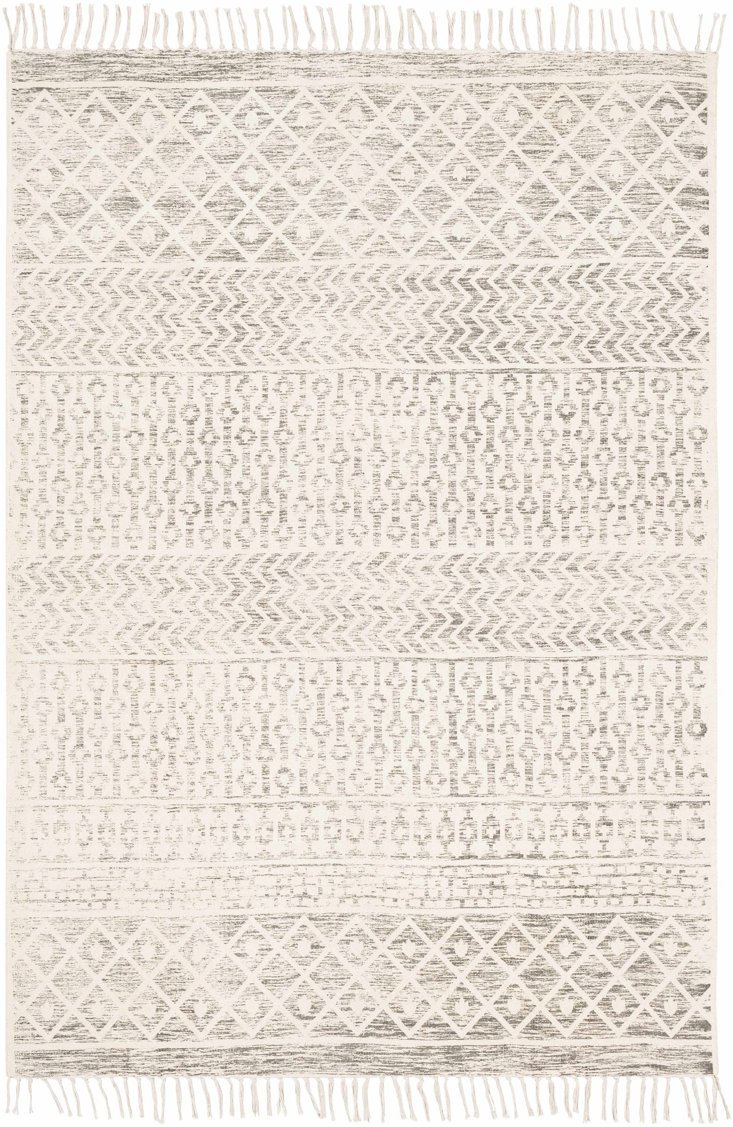 Beige Hand Woven Cotton Rug - 5’ x 7’6’’ Rectangle - Boutique Rugs