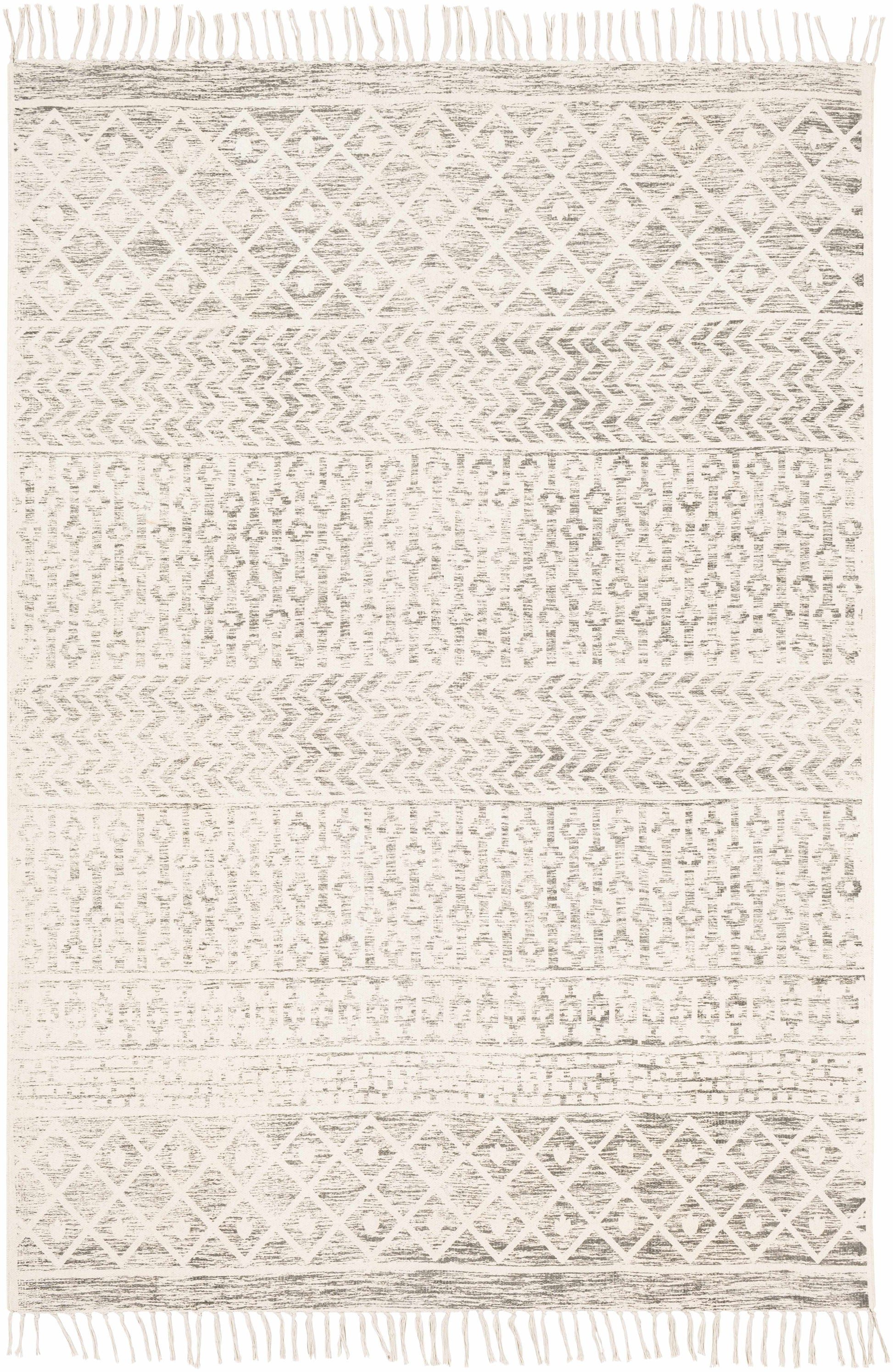 Beige Hand Woven Cotton Rug - 5’ x 7’6’’ Rectangle - Boutique Rugs