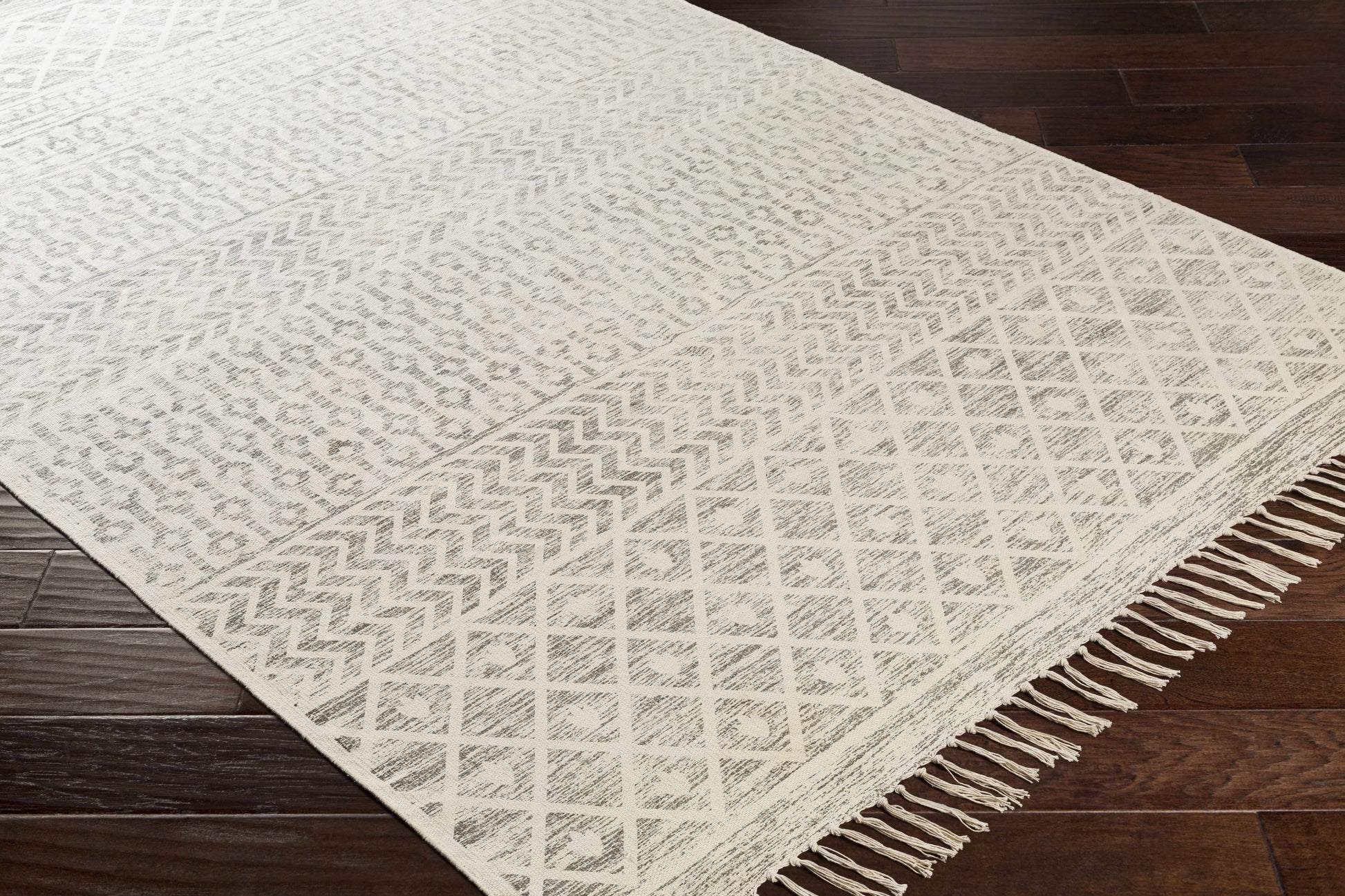 Beige Hand Woven Cotton Rug - Boutique Rugs