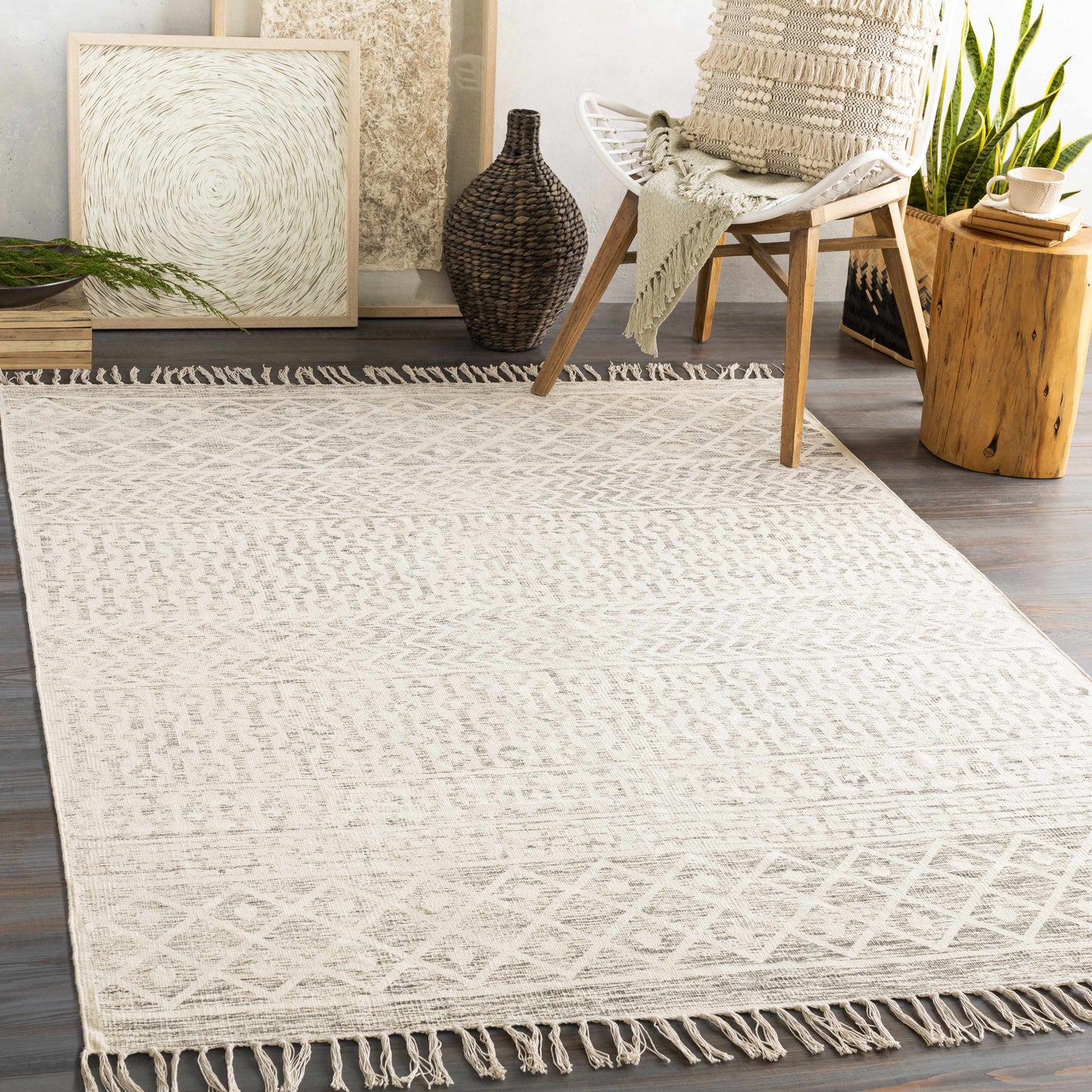 Beige Hand Woven Cotton Rug - Boutique Rugs