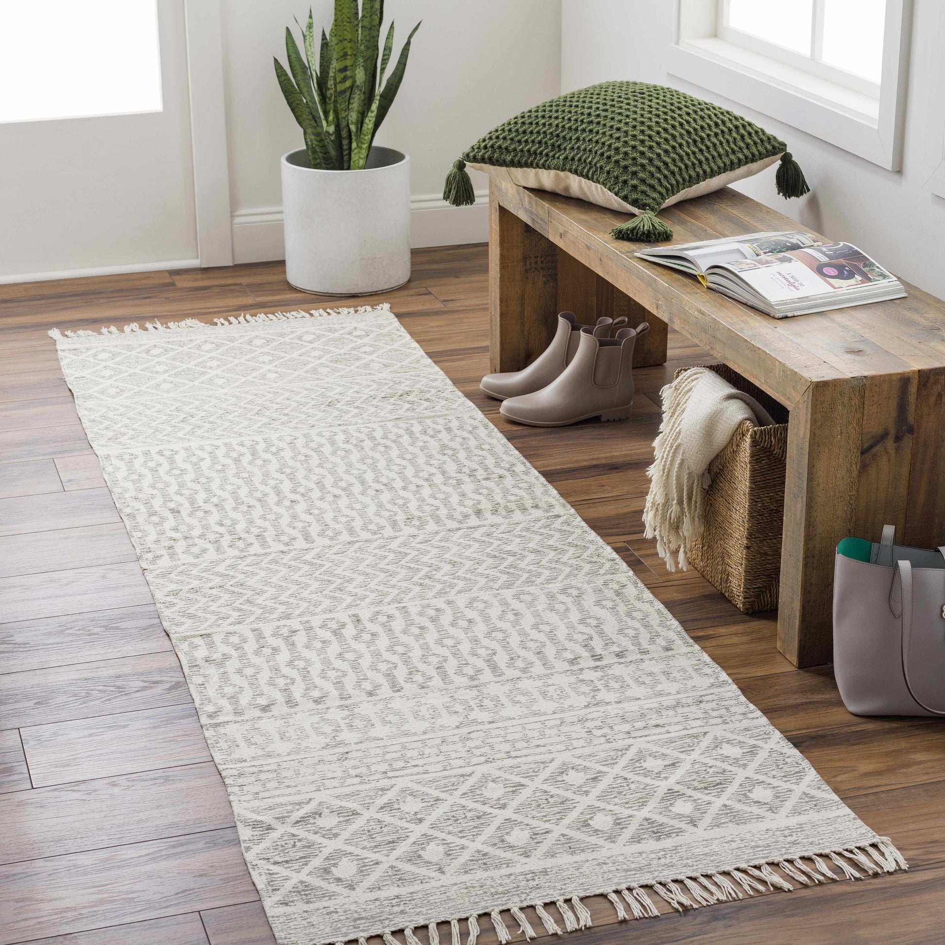 Beige Hand Woven Cotton Rug - Boutique Rugs
