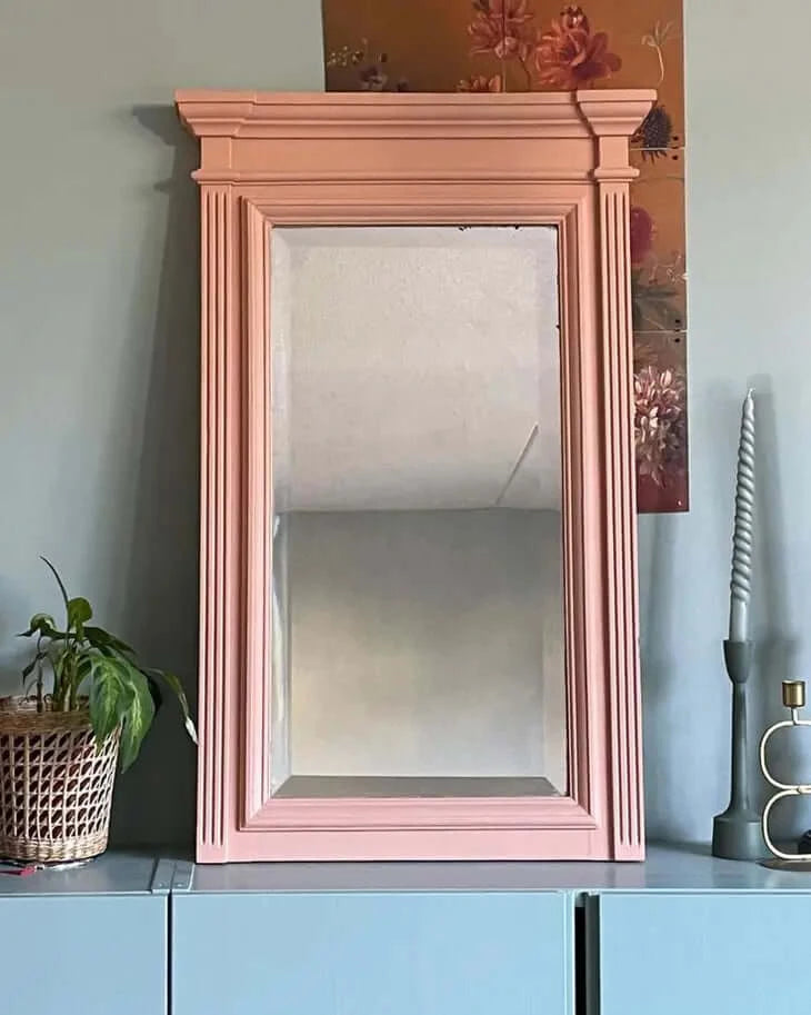 Vintage Coral Paint on Mirror Frame