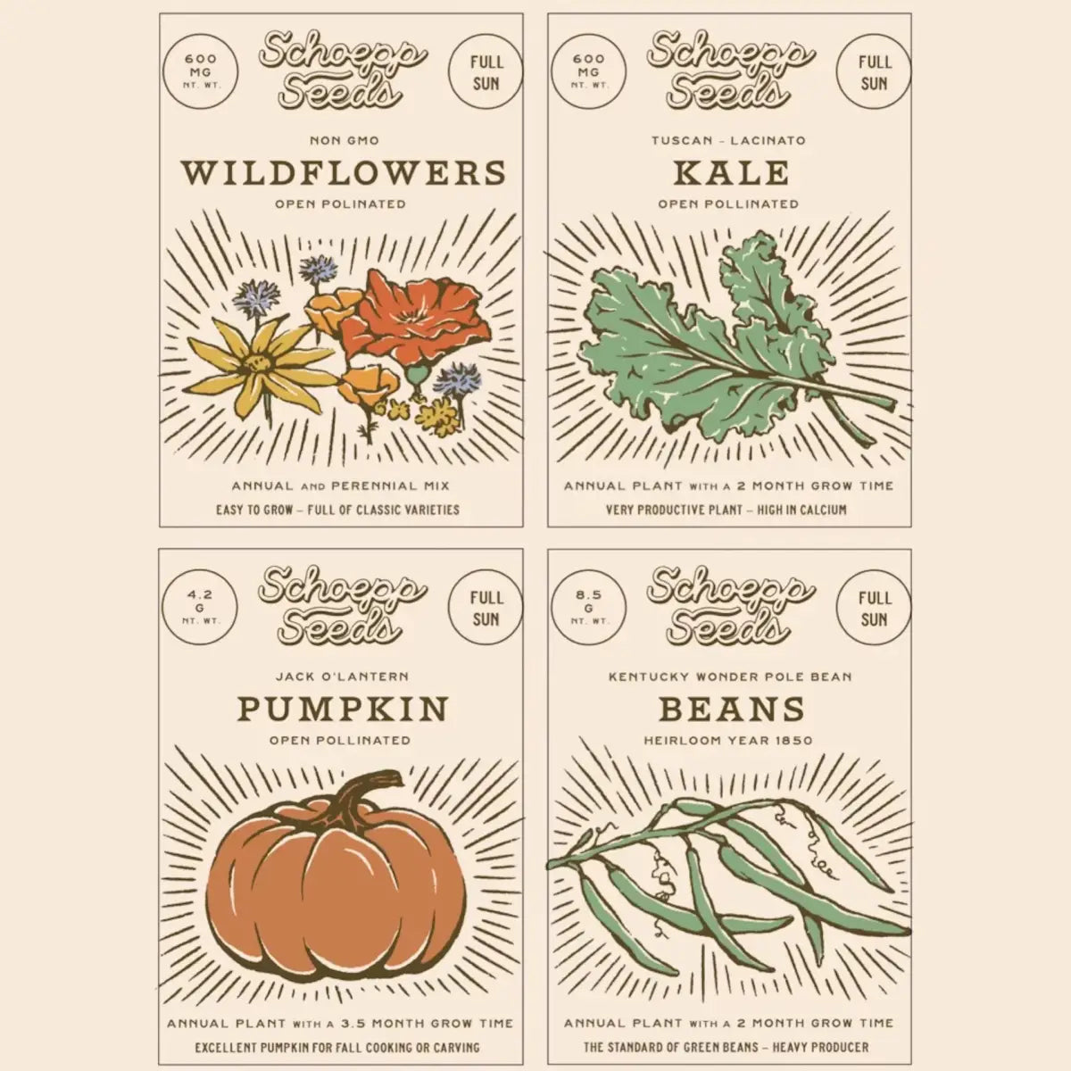 Vegetable and Flower Garden Seeds in Packets - Organic Heirloom - SCHOEPP SEEDS