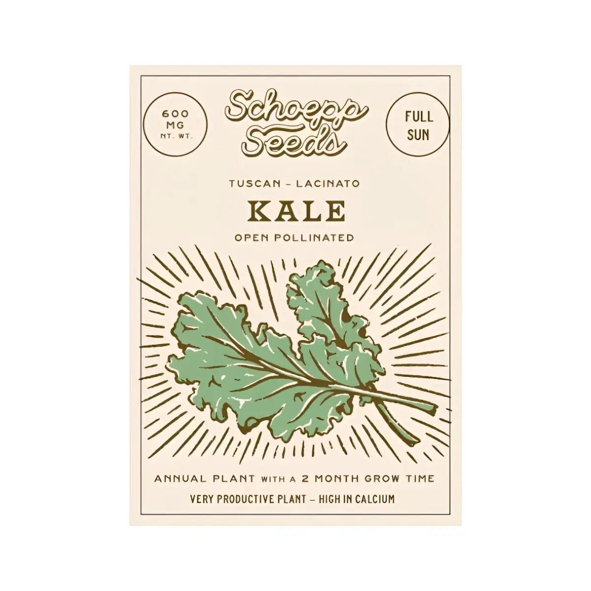 Vegetable and Flower Garden Seeds in Packets - Organic Heirloom - kale - SCHOEPP SEEDS